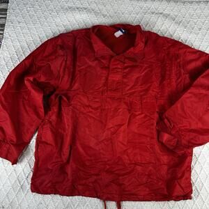 Vintage Umbro Red Pullover Anorak Windbreaker Jacket L Zip Sleeve 90s